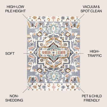 Aziza Persian Medallion High-low Area Rug